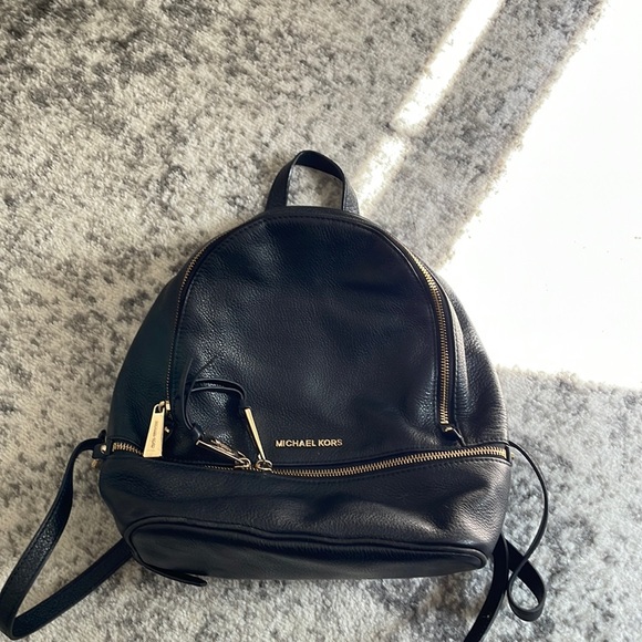 Michael Kors Black Leather Backpack - Picture 1 of 8